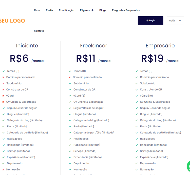Sistema Construtor De Sites Portfolio Saas