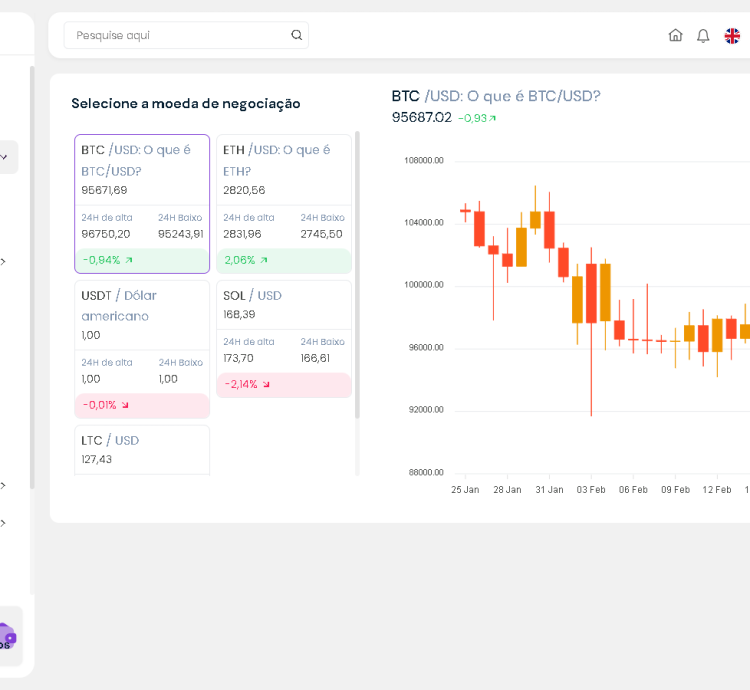 Sistema Para Negociação E Staking De Criptomoedas