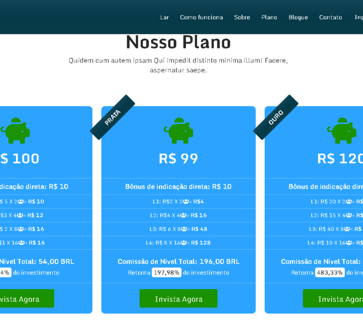 Sistema Investimentos Matriz Multinível