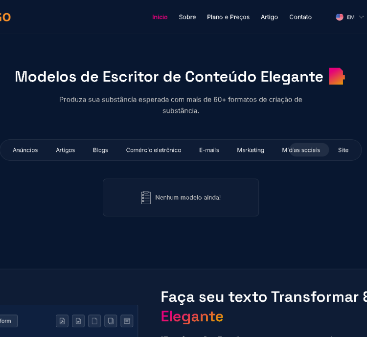 Gerador De Conteúdo Inteligência Artificial Saas