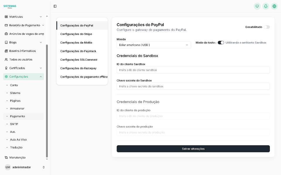 Sistema de Gestão de Aprendizagem (LMS) Laravel