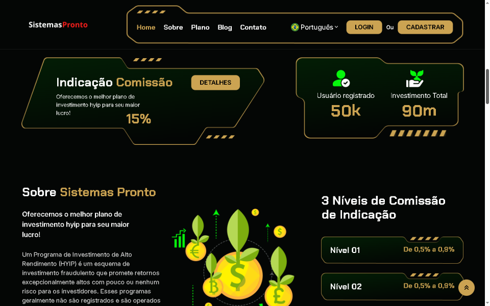 Sistema Completo de Investimento HYIP
